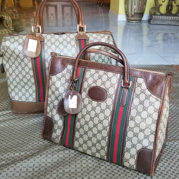 Vintage  Gucci Boston Carryall weekender mini luggage handbag - Picture 2 of 16